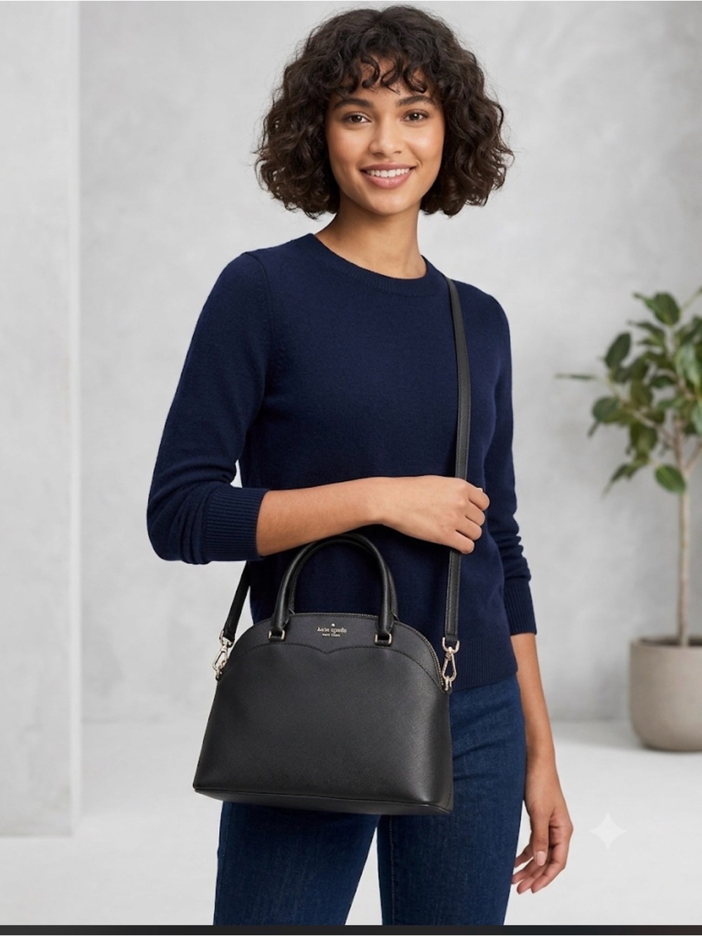 kate spade Black Saffiano Dome Crossbody Satchel